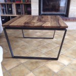table basse fer et bois réalisé par 2 bois et d'acier, dieulefit, drôme (ferronnerie, ébénisterie, forge)