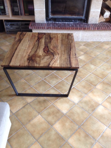 table basse fer et bois réalisé par 2 bois et d'acier, dieulefit, drôme (ferronnerie, ébénisterie, forge)