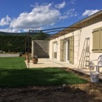 pergola réalisé par 2 bois et d'acier (serrurerie, ferronnerie, ebenisterie, drome, dieulefit)