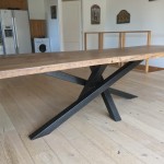 table réalisé par 2 bois et d'acier (ferronnerie ebenisterie forge à dieulefit drôme)